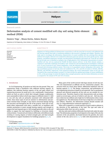 Más sobre Análisis de Deformación de Suelo Arcilloso Blando Modificado con Cemento Usando el Método de Elementos Finitos