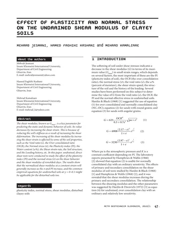 Más sobre Efecto de la Plasticidad y el Esfuerzo Normal en el Módulo de Corte No Drenado de Suelos Arcillosos.