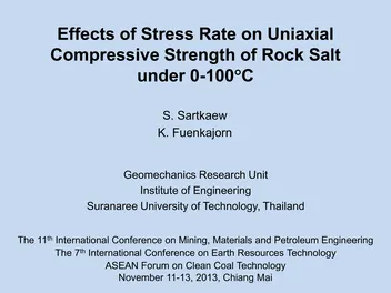 Más sobre Efectos de la Tasa de Esfuerzo en la Resistencia a la Compresión Uniaxial de la Sal de Roca bajo 0-100°C