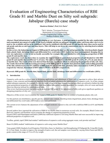 Más sobre Evaluación de las Características de Ingeniería del Rbi Grado 81 y Polvo de Mármol en Subgrados de Suelo Limoso.