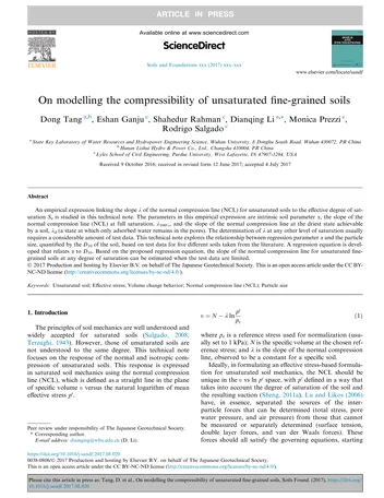 Más sobre Sobre el modelado de la compresibilidad de suelos finos no saturados