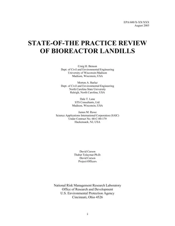 Más sobre Revisión del Estado de la Práctica de Vertederos de Biorreactores