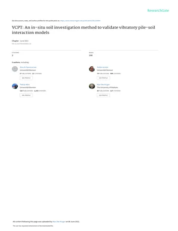 Más sobre VCPT: Un Método de Investigación del Suelo In Situ para Validar Modelos de Interacción Vibratoria Pilote-Suelo