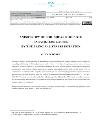 Más sobre Anisotropía de los Parámetros de Resistencia al Corte del Suelo Causada por el Principio