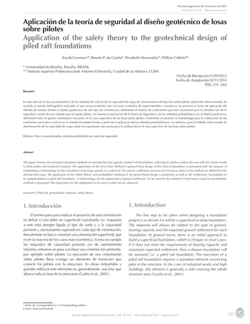 Más sobre Aplicación de la Teoría de Seguridad al Diseño Geotécnico de Pilotes.