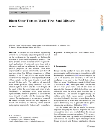 Más sobre Pruebas de Corte Directo en Mezclas de Neumáticos de Desecho y Arena