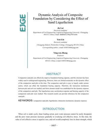 Más sobre Análisis Dinámico de Cimentación Compuesta Considerando el Efecto de la Licuefacción de Arena.