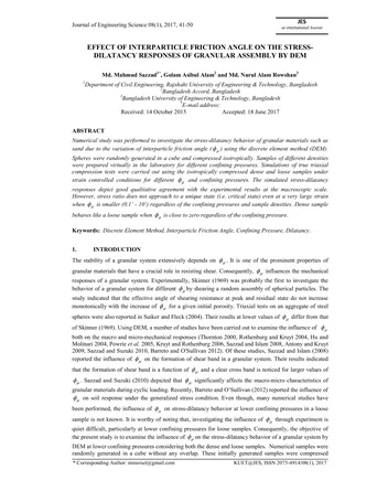 Más sobre Efecto del Ángulo de Fricción Interparticular en las Respuestas de Esfuerzo-dilatancia de Materiales Granulares.