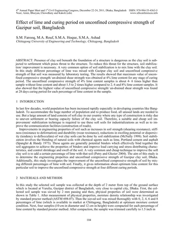 Más sobre Efecto de la Cal y el Período de Curado en la Resistencia a la Compresión No Confinada