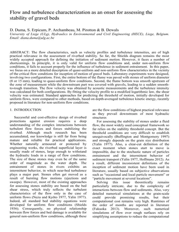 Más sobre Caracterización del Flujo y la Turbulencia como un Inicio para Evaluar la Erosión.