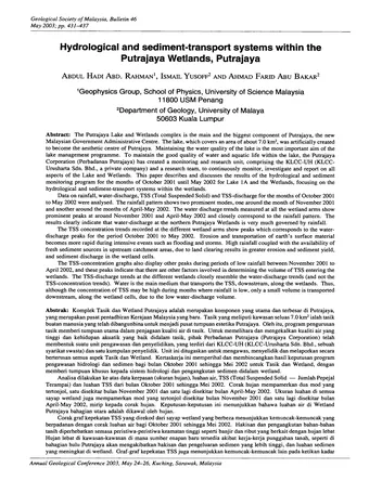 Más sobre Sistemas Hidrológicos y de Transporte de Sedimentos en los Humedales de Putrajaya, Putr.