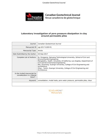 Más sobre Investigación de Laboratorio sobre la Disipación de la Presión de Poros en Arcilla.