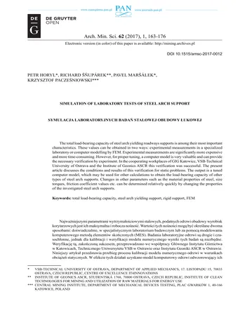 Más sobre Simulación de Pruebas de Laboratorio de Soporte de Arco de Acero