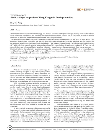 Más sobre Nota Técnica: Propiedades de Resistencia al Corte de Suelos de Hong Kong para Pendientes