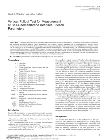 Más sobre Prueba de Arrancamiento Vertical para la Medición de la Fricción en la Interfaz Suelo-Geomenbrana